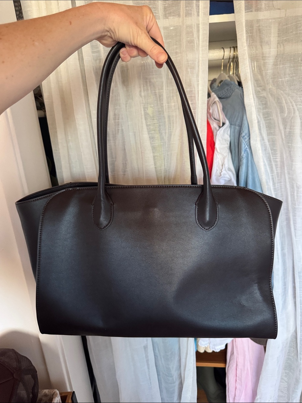 FAUX THE ROW MARLO BAG- real leather - dark brown